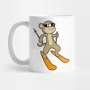 Monkey as Skier with Ski Mug